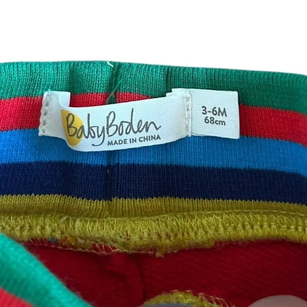 Baby Boden Red Rainbow Striped Joggers Sz 3-6M